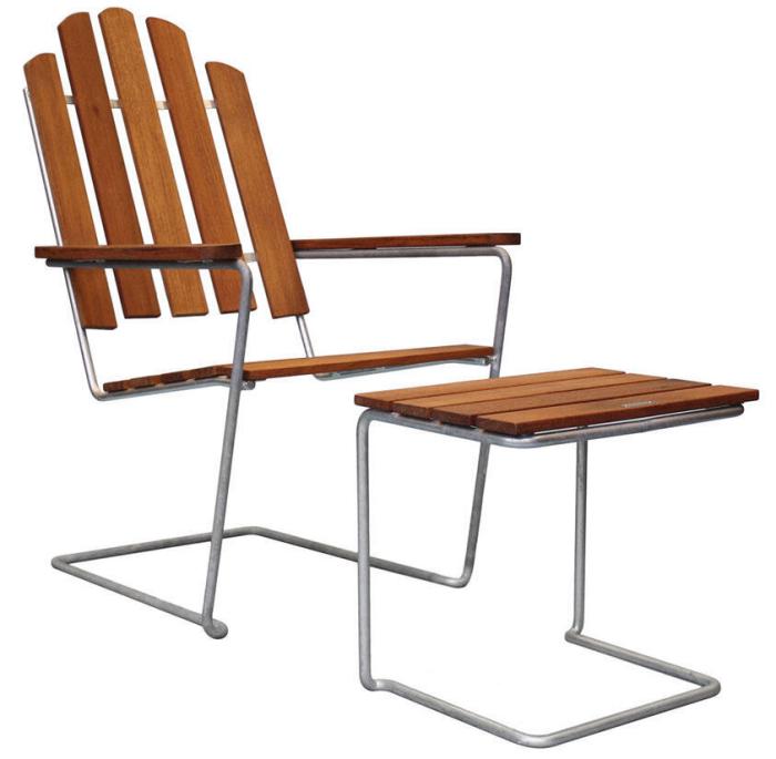 Bild 2, Solstol A3 Obehandlad Teak / Varmförzinkat Stativ - Grythyttan Stålmöbler - Bonus Möbler