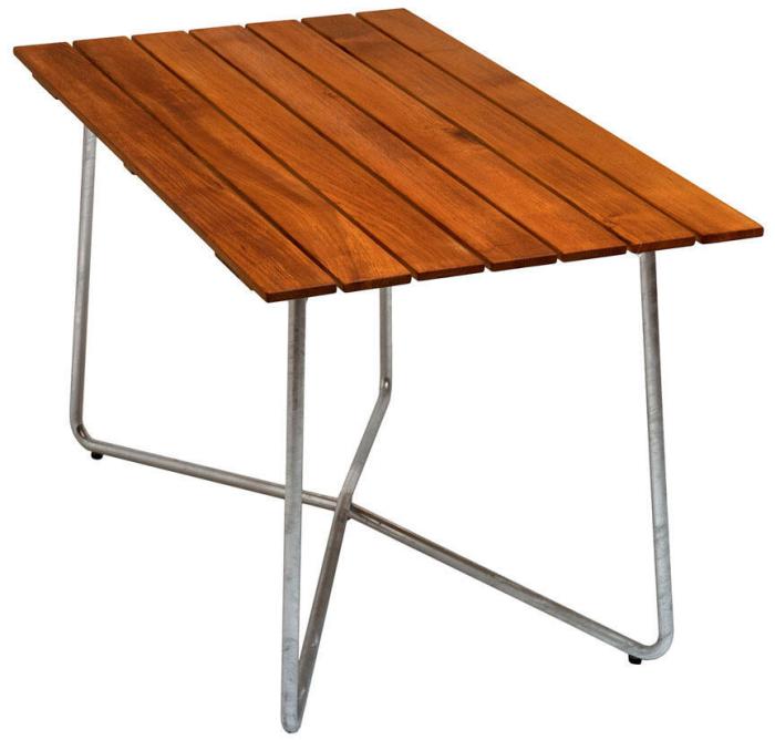 Bild 2, Bord B25A och Stol 1 Obehandlad Teak / Varmförzinkat Stativ | Grythyttan Stålmöbler | Bonus Möbler
