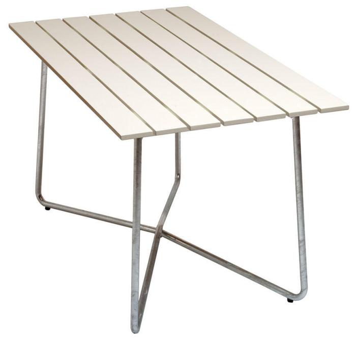 Bild 2, Bord B25A och Stol 1 Vitlackad Ek / Varmförzinkat Stativ - Grythyttan Stålmöbler - Bonus Möbler