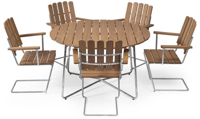 Bild 9, Fåtölj A2 Oljad Ek / Varmförzinkat Stativ - Grythyttan Stålmöbler - Bonus Möbler