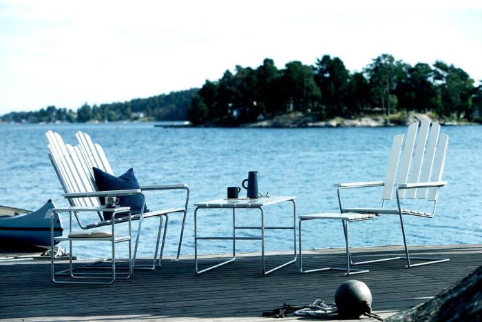 Bild 4, Sidobord L45 Vitlackad Ek / Varmförzinkat Stativ - Grythyttan Stålmöbler - Bonus Möbler