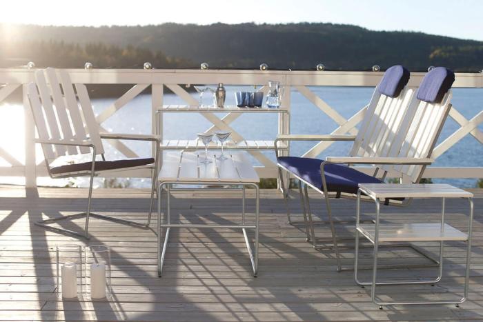 Bild 6, Sidobord L45 Vitlackad Ek / Varmförzinkat Stativ - Grythyttan Stålmöbler - Bonus Möbler