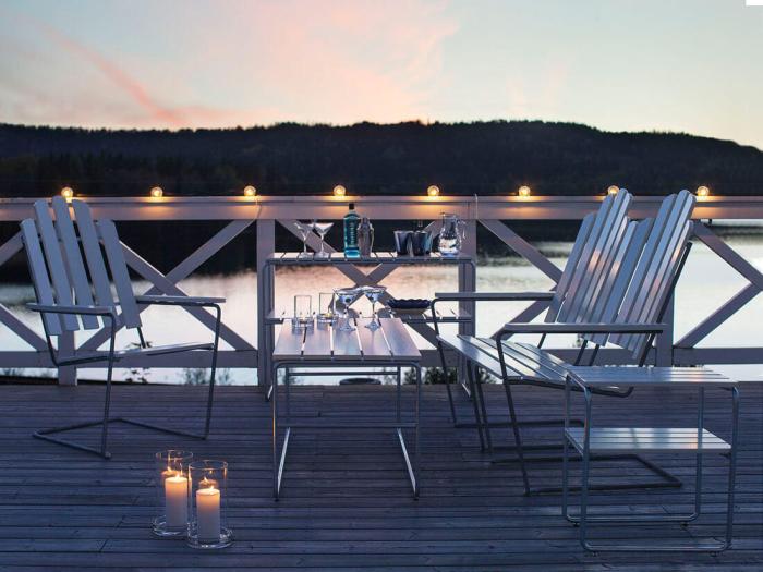 Bild 5, Sidobord L45 Vitlackad Ek / Varmförzinkat Stativ - Grythyttan Stålmöbler - Bonus Möbler