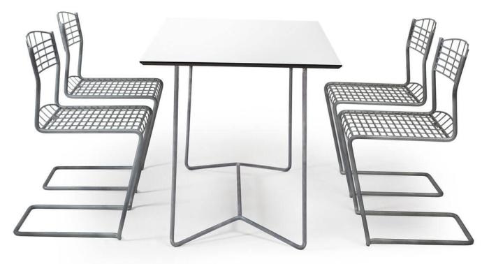 Bild 7, High Tech Bord 110X70 cm Vit Laminat / Varmförzinkat Stativ - Grythyttan Stålmöbler - Bonus Möbler