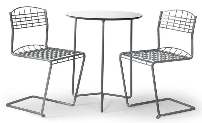 Bild 9, High Tech Bord Ø60 cm Vit Laminat / Varmförzinkat Stativ - Grythyttan Stålmöbler - Bonus Möbler