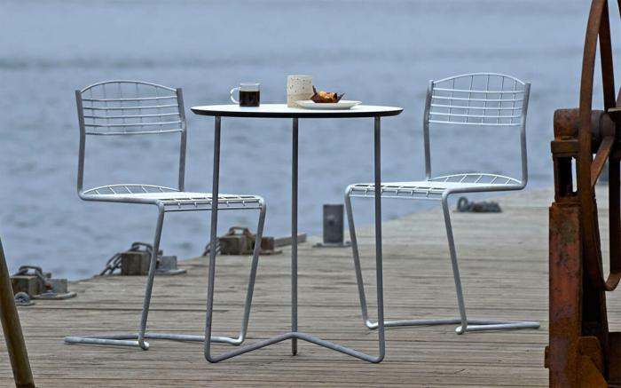 Bild 6, High Tech Bord Ø60 cm Vit Laminat / Varmförzinkat Stativ - Grythyttan Stålmöbler - Bonus Möbler