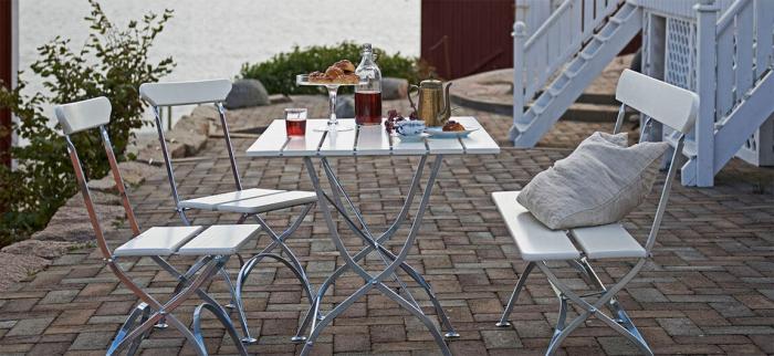 Bild 7, Bryggeribord 110X70 cm Vitlackad Ek / Varmförzinkat Stativ - Grythyttan Stålmöbler - Bonus Möbler