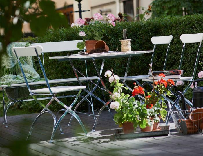 Bild 8, Bryggeribord 110X70 cm Vitlackad Ek / Varmförzinkat Stativ - Grythyttan Stålmöbler - Bonus Möbler