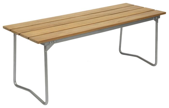 Bild 2, Bänk 8 Obehandlad Teak / Varmförzinkat Stativ - Grythyttan Stålmöbler - Bonus Möbler