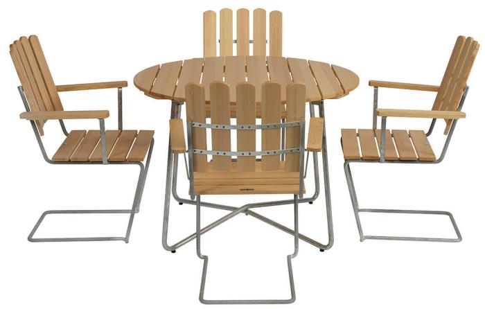 Bild 4, Fåtölj A2 Oljad Furu / Varmförzinkat Stativ | Grythyttan Stålmöbler | Bonus Möbler