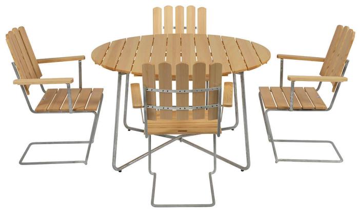 Bild 5, Fåtölj A2 Oljad Furu / Varmförzinkat Stativ | Grythyttan Stålmöbler | Bonus Möbler