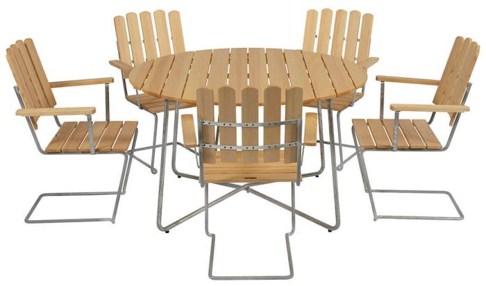 Bild 6, Fåtölj A2 Oljad Furu / Varmförzinkat Stativ | Grythyttan Stålmöbler | Bonus Möbler