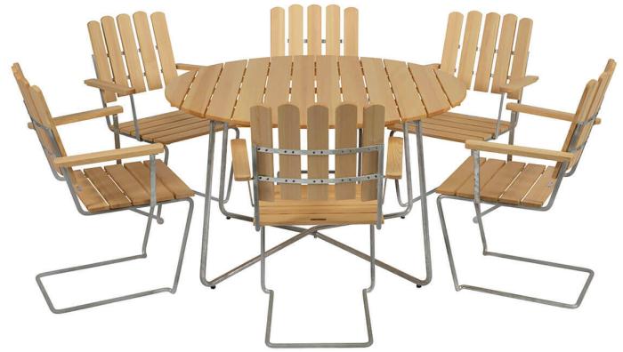 Bild 7, Fåtölj A2 Oljad Furu / Varmförzinkat Stativ | Grythyttan Stålmöbler | Bonus Möbler