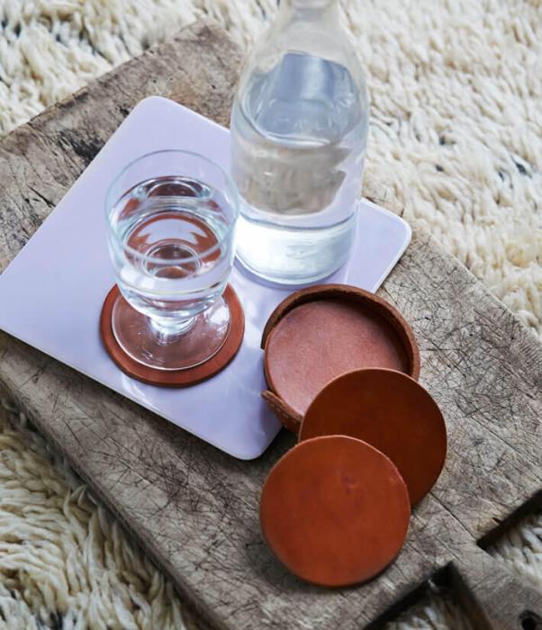 Bild 2, Leather Coasters Pampa Oak - Cuero Design - Bonus Möbler