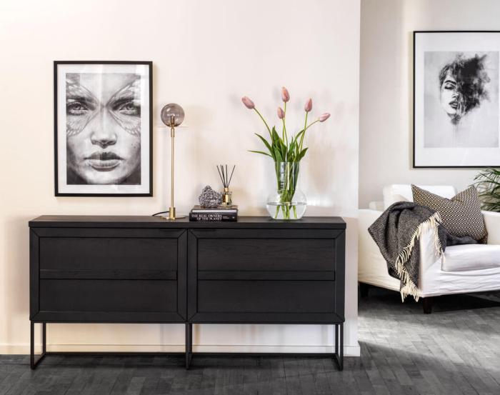 Bild 3, Everett 160 cm Svartlackad ek / Svart | Rowico Home | Bonus Möbler