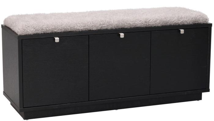 Bild 2, Confetti 3 Lådor Grå Fårskinnsimitation Svartlackad Ek - Rowico Home - Bonus Möbler