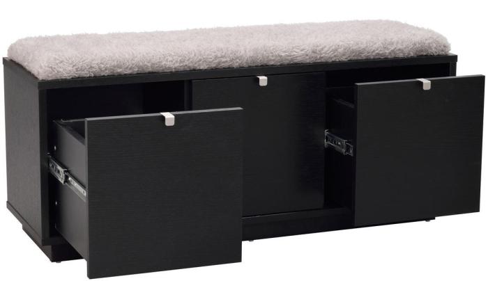 Bild 3, Confetti 3 Lådor Grå Fårskinnsimitation Svartlackad Ek - Rowico Home - Bonus Möbler