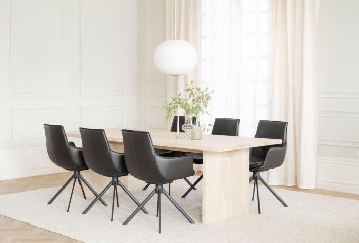 Bild 6, Lowell Svart läder Snurrfot | Rowico Home | Bonus Möbler