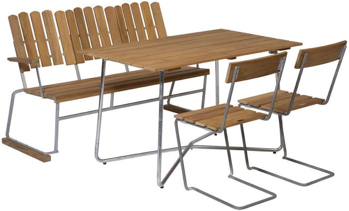Bild 10, Stol 1 Obehandlad Teak / Varmförzinkat Stativ | Grythyttan Stålmöbler | Bonus Möbler