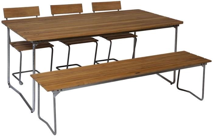 Bild 11, Bänk 9 Obehandlad Teak / Varmförzinkat Stativ | Grythyttan Stålmöbler | Bonus Möbler