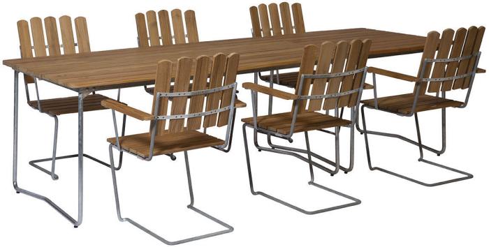 Bild 13, Bord B31 84x92 cm Obehandlad Teak / Varmförzinkat Stativ - Grythyttan Stålmöbler - Bonus Möbler