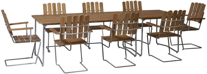 Bild 14, Bord B31 84x92 cm Obehandlad Teak / Varmförzinkat Stativ - Grythyttan Stålmöbler - Bonus Möbler