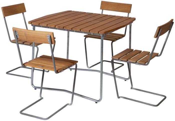 Bild 12, Stol 1 Obehandlad Teak / Varmförzinkat Stativ | Grythyttan Stålmöbler | Bonus Möbler