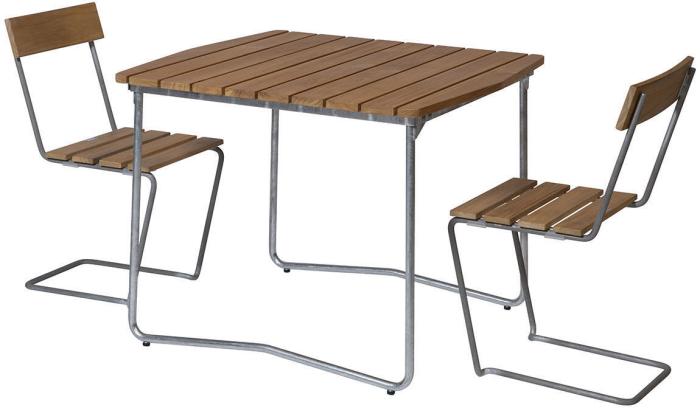 Bild 11, Stol 1 Obehandlad Teak / Varmförzinkat Stativ | Grythyttan Stålmöbler | Bonus Möbler