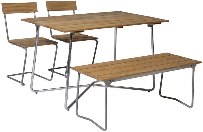 Bild 4, Bänk 8 Oljad Ek / Varmförzinkat Stativ | Grythyttan Stålmöbler | Bonus Möbler