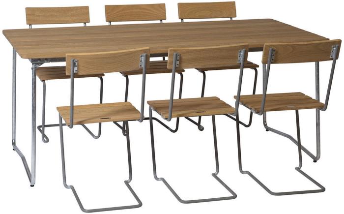 Bild 5, Bord B31 170x92 cm Oljad Ek / Varmförzinkat Stativ | Grythyttan Stålmöbler | Bonus Möbler