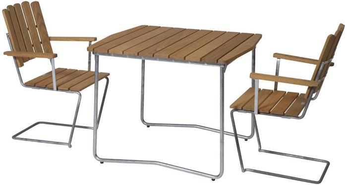 Bild 7, Bord B31 84x92 cm Oljad Ek / Varmförzinkat Stativ | Grythyttan Stålmöbler | Bonus Möbler