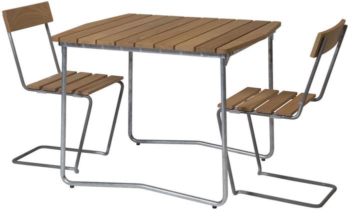 Bild 6, Bord B31 84x92 cm Oljad Ek / Varmförzinkat Stativ | Grythyttan Stålmöbler | Bonus Möbler