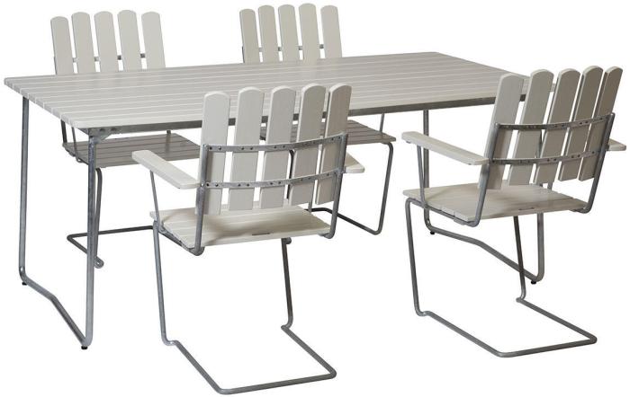 Bild 17, Fåtölj A2 Vitlackad Ek / Varmförzinkat Stativ - Grythyttan Stålmöbler - Bonus Möbler