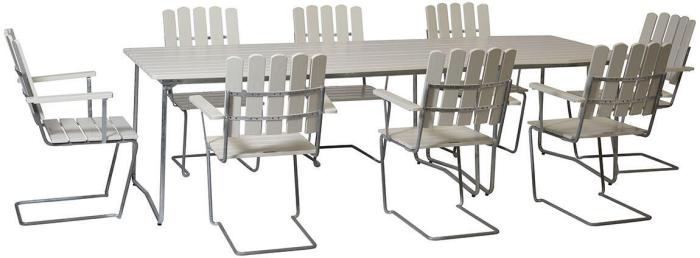 Bild 8, Bord B31 84x92 cm Vitlackad Ek / Varmförzinkat Stativ - Grythyttan Stålmöbler - Bonus Möbler