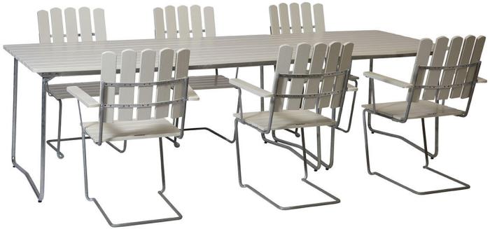 Bild 9, Bord B31 84x92 cm Vitlackad Ek / Varmförzinkat Stativ - Grythyttan Stålmöbler - Bonus Möbler