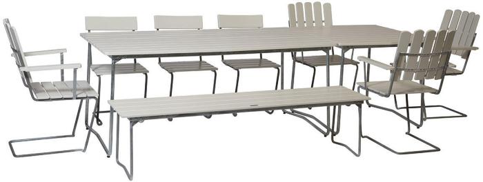 Bild 10, Bord B31 84x92 cm Vitlackad Ek / Varmförzinkat Stativ - Grythyttan Stålmöbler - Bonus Möbler