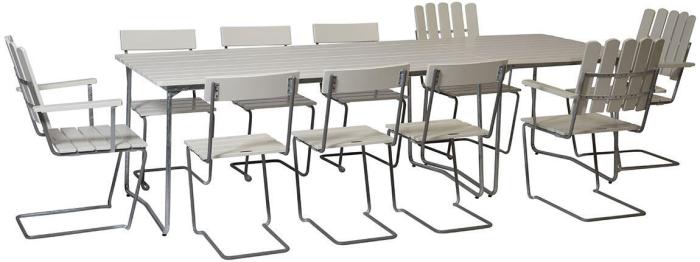 Bild 11, Bord B31 84x92 cm Vitlackad Ek / Varmförzinkat Stativ - Grythyttan Stålmöbler - Bonus Möbler