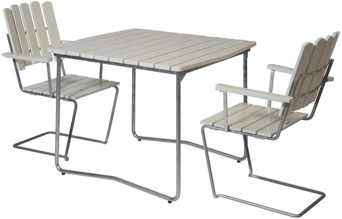 Bild 6, Bord B31 84x92 cm Vitlackad Ek / Varmförzinkat Stativ - Grythyttan Stålmöbler - Bonus Möbler