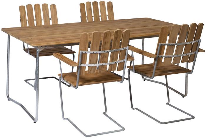 Bild 10, Fåtölj A2 Oljad Ek / Varmförzinkat Stativ - Grythyttan Stålmöbler - Bonus Möbler