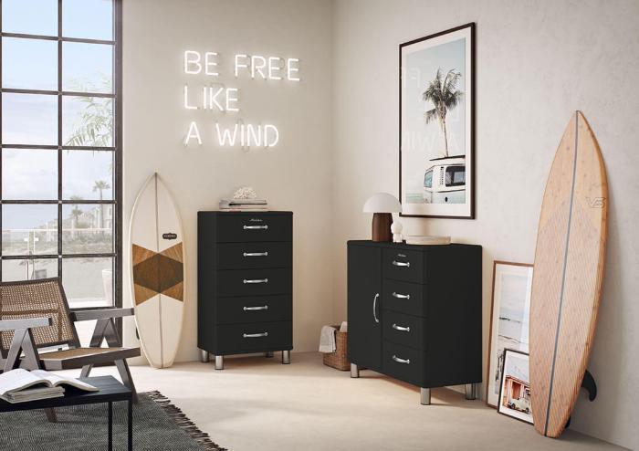 Bild 6, Malibu Spring Rebels B60 cm 5 lådor Shadow Black | Utgått | Bonus Möbler