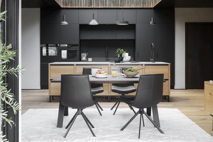 Bild 6, Lowell Svart läder Snurrfot | Rowico Home | Bonus Möbler