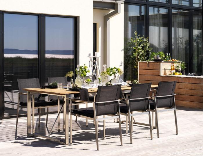 Bild 5, Gotland 220X95 cm Rostfritt stål / Teak - Brafab - Bonus Möbler