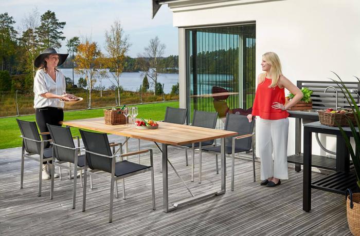 Bild 8, Gotland 220X95 cm Rostfritt stål / Teak - Brafab - Bonus Möbler