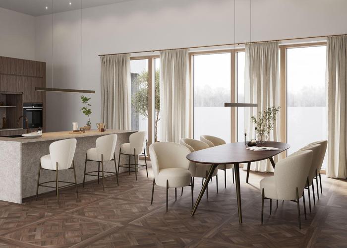 Bild 8, Orbit Bouclétyg rPES Dove / Antique Brass | Dan-Form | Bonus Möbler