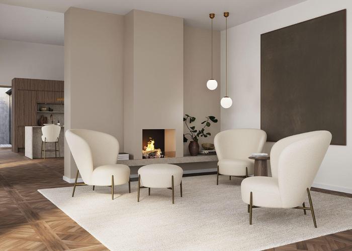 Bild 7, Orbit Bouclétyg rPES Dove / Antique Brass | Dan-Form | Bonus Möbler