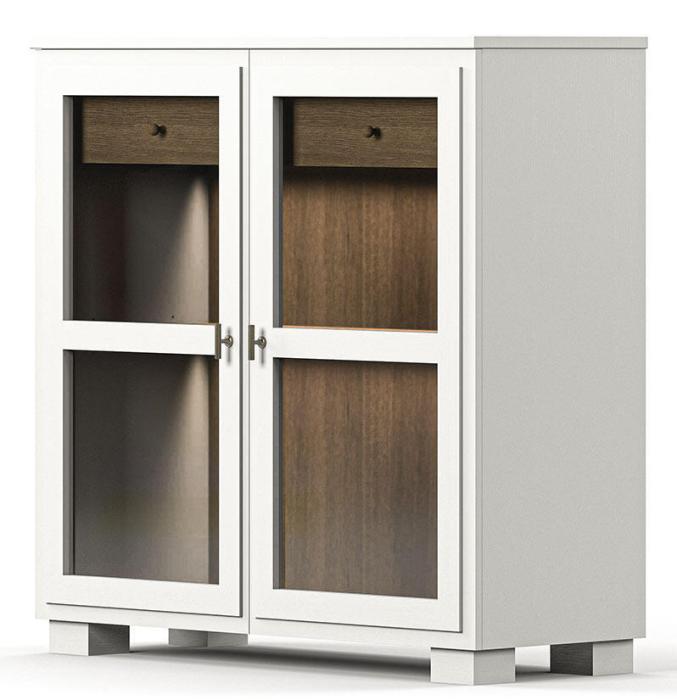 Bild 2, Camden Hög 2 glasdörrar + 1 låda Burned Walnut White | Englesson | Bonus Möbler