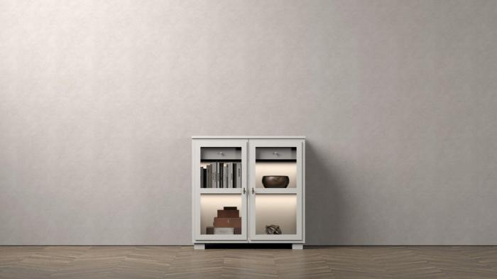 Bild 4, Camden Hög 2 glasdörrar + 1 låda White | Englesson | Bonus Möbler