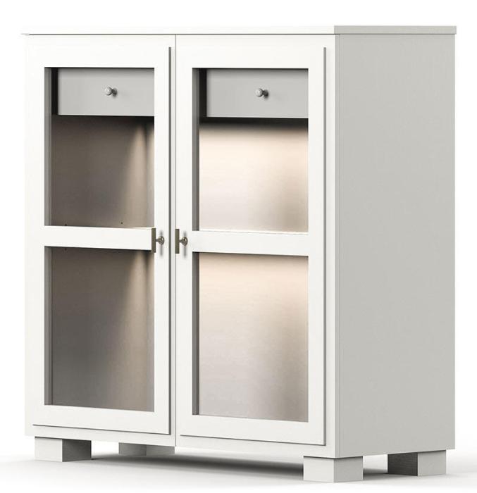 Bild 2, Camden Hög 2 glasdörrar + 1 låda White | Englesson | Bonus Möbler