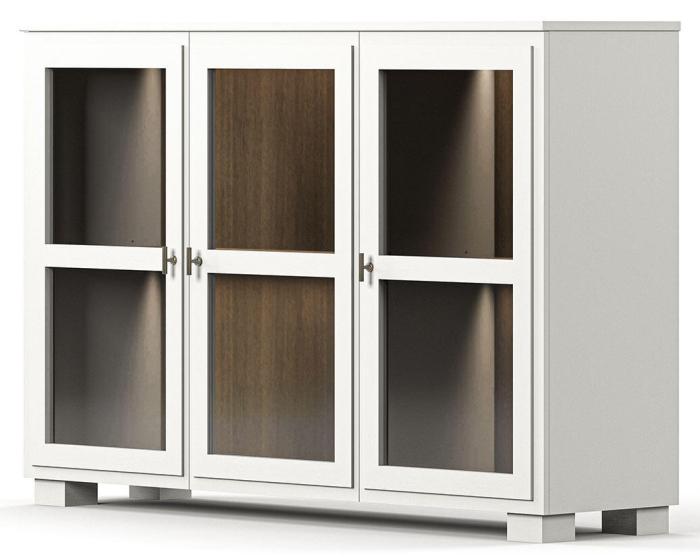 Bild 2, Camden Hög 3 glasdörrar Burned Walnut White | Englesson | Bonus Möbler