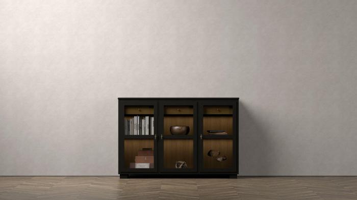 Bild 4, Camden Hög 3 glasdörrar + 1+1 låda Burned Walnut Black - Englesson - Bonus Möbler